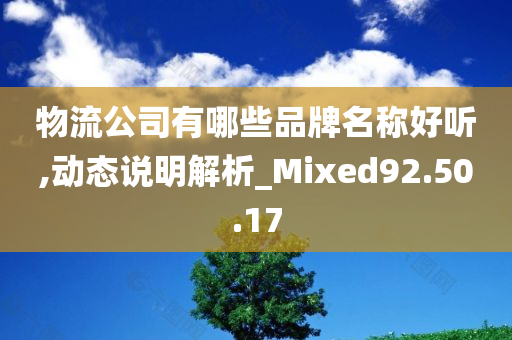 物流公司有哪些品牌名称好听,动态说明解析_Mixed92.50.17