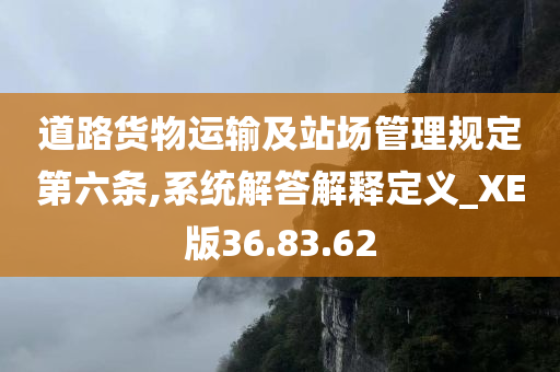 道路货物运输及站场管理规定第六条,系统解答解释定义_XE版36.83.62