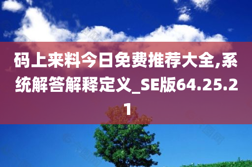 码上来料今日免费推荐大全,系统解答解释定义_SE版64.25.21