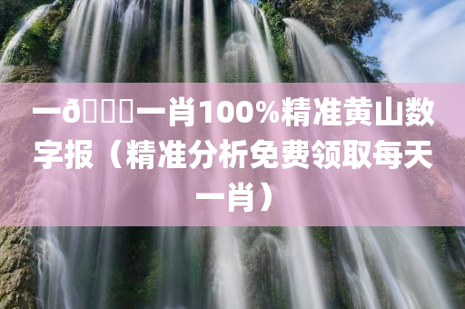 一🐎一肖100%精准黄山数字报（精准分析免费领取每天一肖）