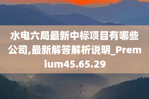 水电六局最新中标项目有哪些公司,最新解答解析说明_Premium45.65.29