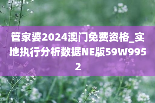 管家婆2024澳门免费资格_实地执行分析数据NE版59W9952