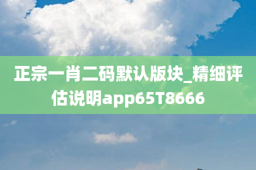 正宗一肖二码默认版块_精细评估说明app65T8666