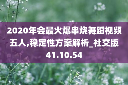 2020年会最火爆串烧舞蹈视频五人,稳定性方案解析_社交版41.10.54