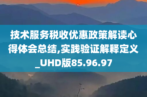 技术服务税收优惠政策解读心得体会总结,实践验证解释定义_UHD版85.96.97