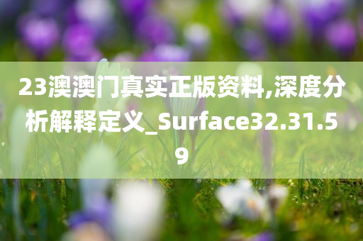 23澳澳门真实正版资料,深度分析解释定义_Surface32.31.59