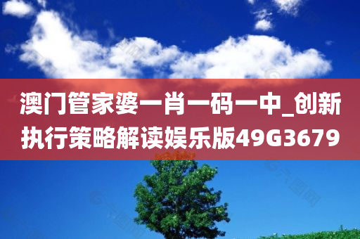 澳门管家婆一肖一码一中_创新执行策略解读娱乐版49G3679