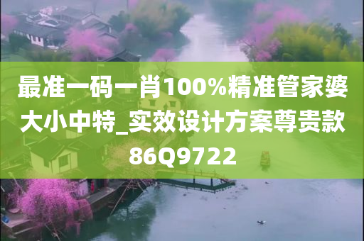 最准一码一肖100%精准管家婆大小中特_实效设计方案尊贵款86Q9722