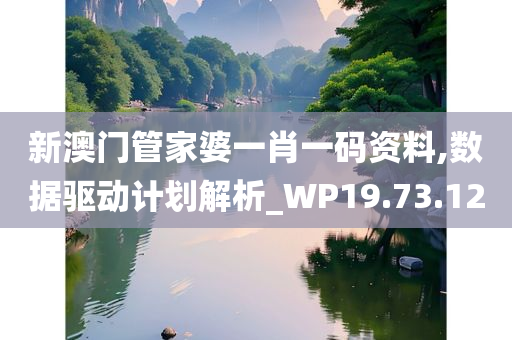 新澳门管家婆一肖一码资料,数据驱动计划解析_WP19.73.12