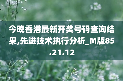 今晚香港最新开奖号码查询结果,先进技术执行分析_M版85.21.12