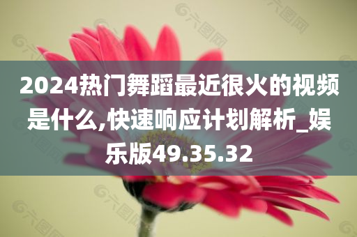 2024热门舞蹈最近很火的视频是什么,快速响应计划解析_娱乐版49.35.32