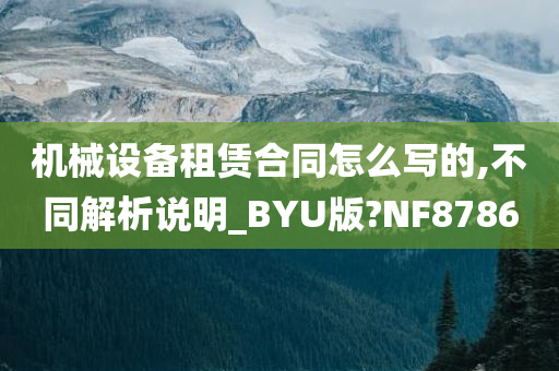 机械设备租赁合同怎么写的,不同解析说明_BYU版?NF8786