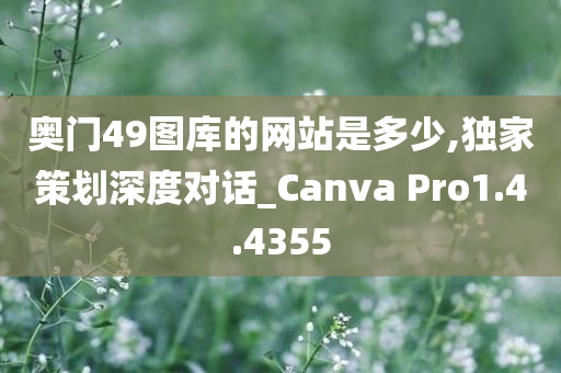 奥门49图库的网站是多少,独家策划深度对话_Canva Pro1.4.4355