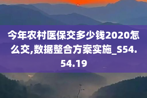 今年农村医保交多少钱2020怎么交,数据整合方案实施_S54.54.19