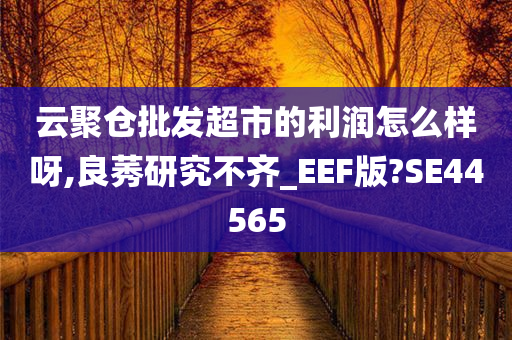 云聚仓批发超市的利润怎么样呀,良莠研究不齐_EEF版?SE44565