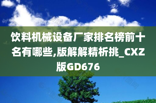 饮料机械设备厂家排名榜前十名有哪些,版解解精析挑_CXZ版GD676