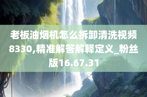 老板油烟机怎么拆卸清洗视频8330,精准解答解释定义_粉丝版16.67.31