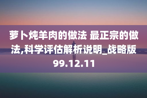 萝卜炖羊肉的做法 最正宗的做法,科学评估解析说明_战略版99.12.11