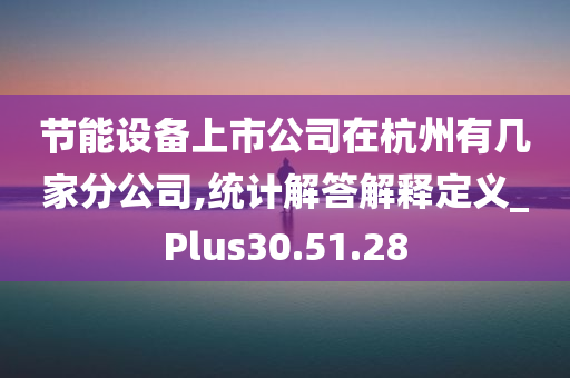 节能设备上市公司在杭州有几家分公司,统计解答解释定义_Plus30.51.28