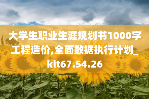 大学生职业生涯规划书1000字工程造价,全面数据执行计划_kit67.54.26