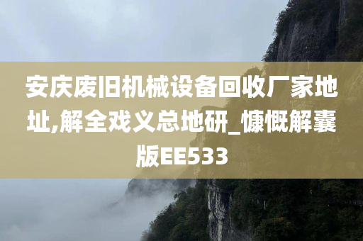 安庆废旧机械设备回收厂家地址,解全戏义总地研_慷慨解囊版EE533