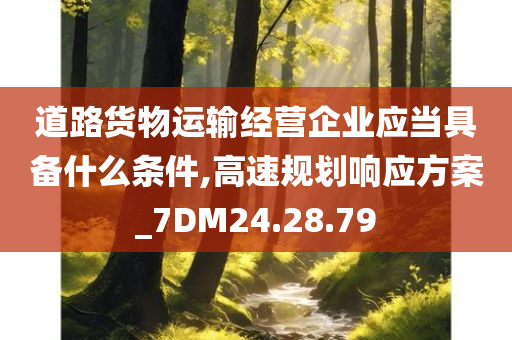 道路货物运输经营企业应当具备什么条件,高速规划响应方案_7DM24.28.79