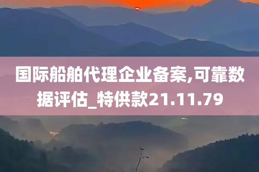 国际船舶代理企业备案,可靠数据评估_特供款21.11.79