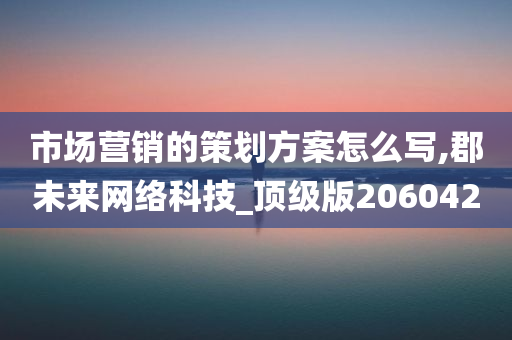 市场营销的策划方案怎么写,郡未来网络科技_顶级版206042