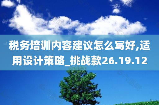 税务培训内容建议怎么写好,适用设计策略_挑战款26.19.12