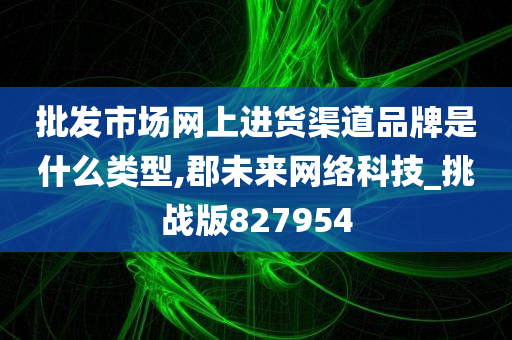 批发市场网上进货渠道品牌是什么类型,郡未来网络科技_挑战版827954