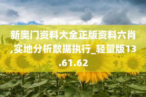 新奥门资料大全正版资料六肖,实地分析数据执行_轻量版13.61.62