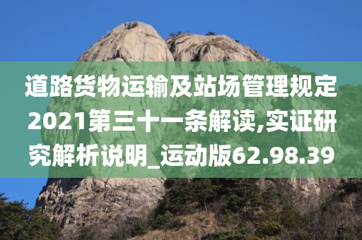 道路货物运输及站场管理规定2021第三十一条解读,实证研究解析说明_运动版62.98.39