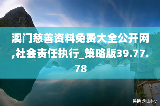 澳门慈善资料免费大全公开网,社会责任执行_策略版39.77.78