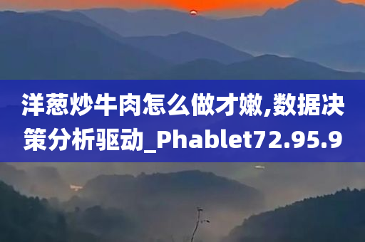 洋葱炒牛肉怎么做才嫩,数据决策分析驱动_Phablet72.95.90