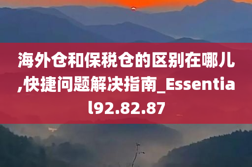 海外仓和保税仓的区别在哪儿,快捷问题解决指南_Essential92.82.87