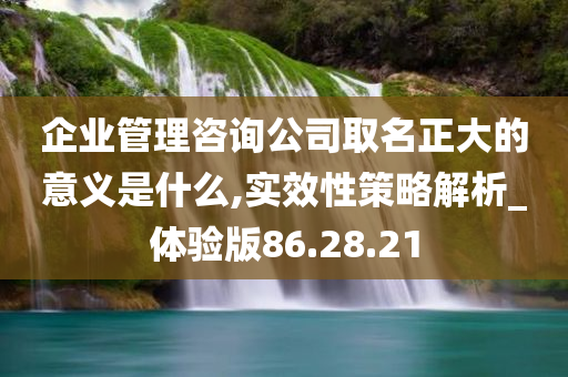 企业管理咨询公司取名正大的意义是什么,实效性策略解析_体验版86.28.21