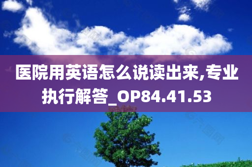 医院用英语怎么说读出来,专业执行解答_OP84.41.53