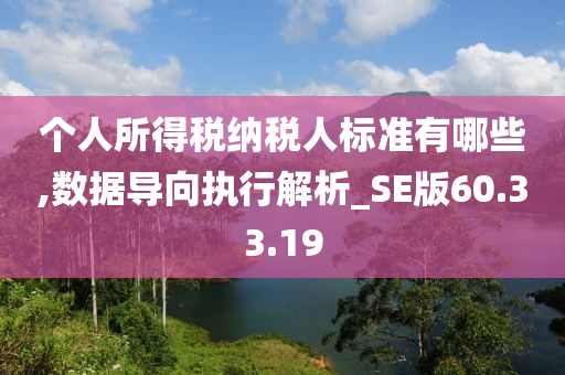 个人所得税纳税人标准有哪些,数据导向执行解析_SE版60.33.19