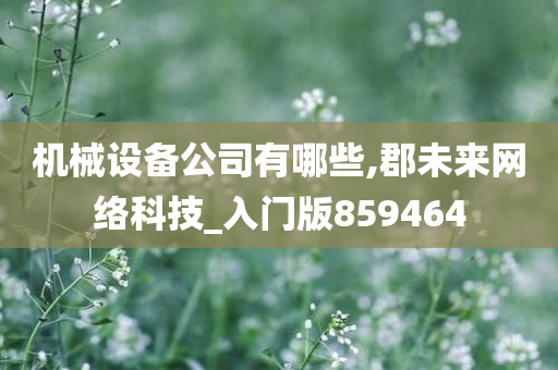 机械设备公司有哪些,郡未来网络科技_入门版859464