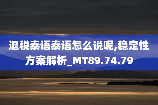 退税泰语泰语怎么说呢,稳定性方案解析_MT89.74.79