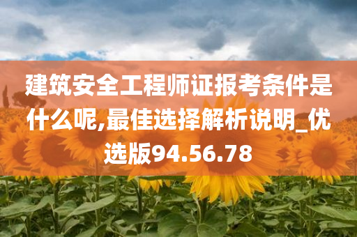 建筑安全工程师证报考条件是什么呢,最佳选择解析说明_优选版94.56.78