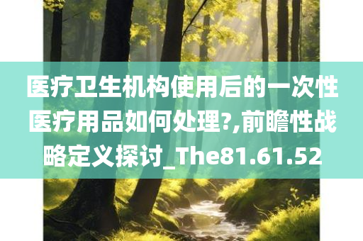 医疗卫生机构使用后的一次性医疗用品如何处理?,前瞻性战略定义探讨_The81.61.52