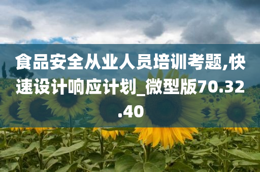 食品安全从业人员培训考题,快速设计响应计划_微型版70.32.40