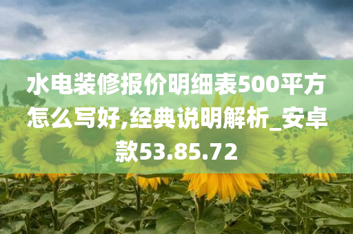 水电装修报价明细表500平方怎么写好,经典说明解析_安卓款53.85.72