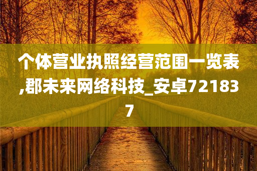 个体营业执照经营范围一览表,郡未来网络科技_安卓721837