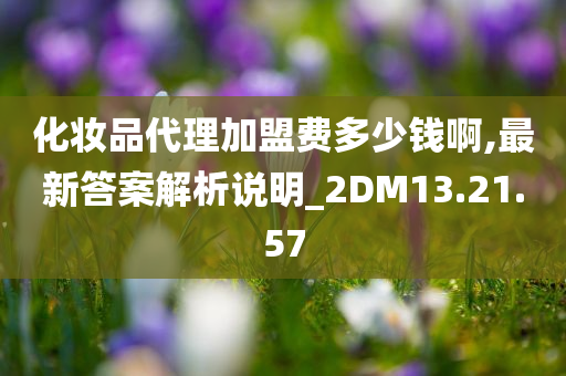 化妆品代理加盟费多少钱啊,最新答案解析说明_2DM13.21.57