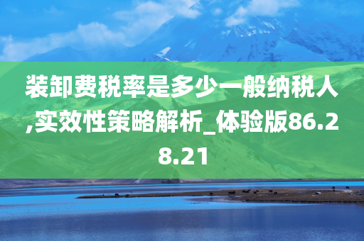 装卸费税率是多少一般纳税人,实效性策略解析_体验版86.28.21