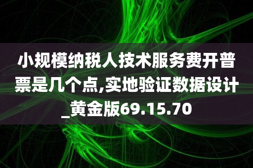 小规模纳税人技术服务费开普票是几个点,实地验证数据设计_黄金版69.15.70