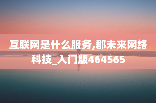 互联网是什么服务,郡未来网络科技_入门版464565