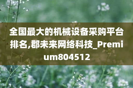 全国最大的机械设备采购平台排名,郡未来网络科技_Premium804512